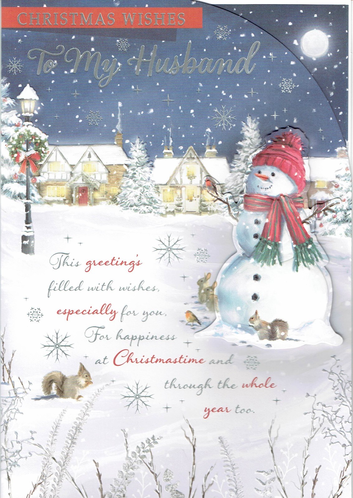 HUSBAND LARGE CHRISTMAS CARD Quality Card Snowman Design