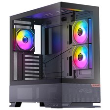 ATX PC Case with 3 ARGB Fans, 360mm Radiator Support, Tempered Glass, Type-C Por