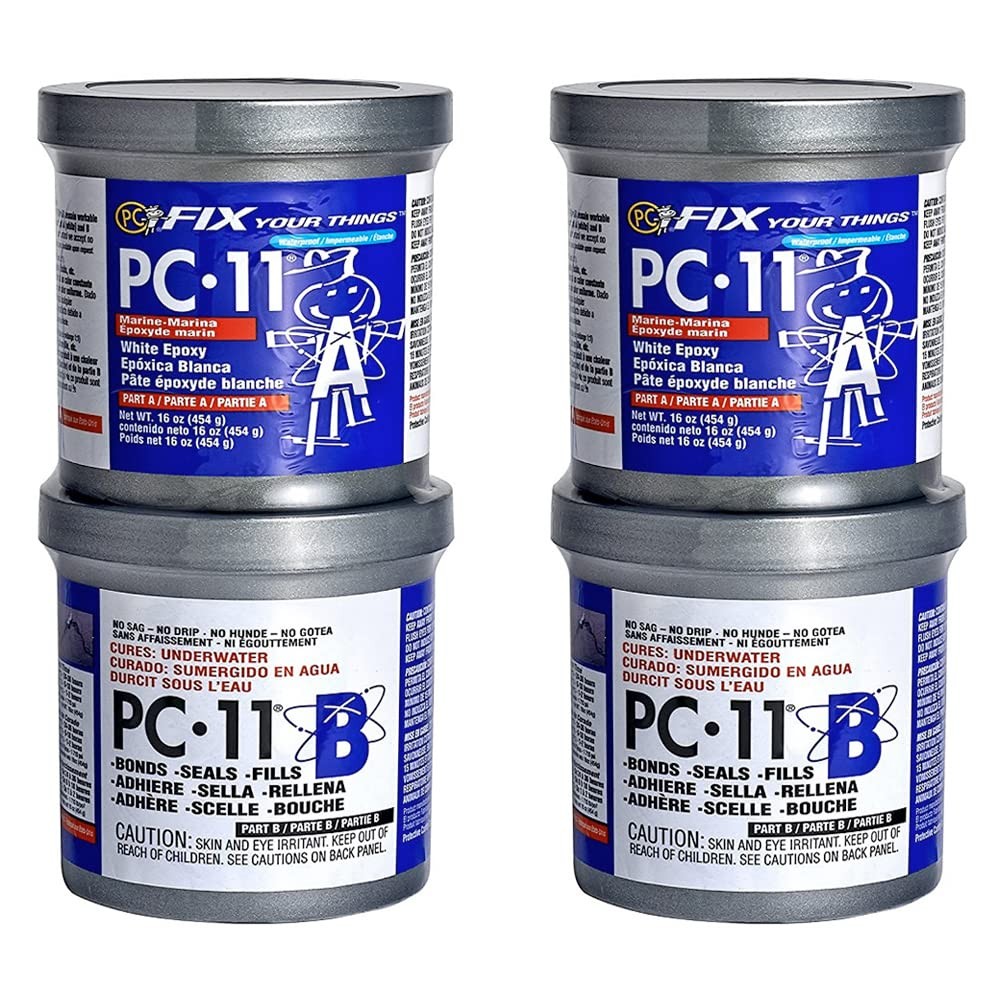 PC Products PC-11 Epoxy Adhesive Paste, Two-Part Marine Grade, 1 lb in Two Ca...