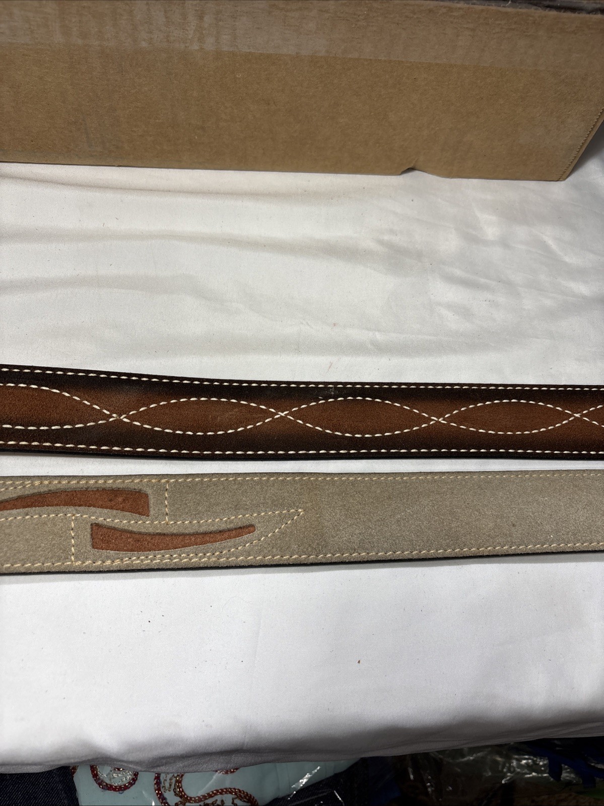 Two Split Cowhide Bonded Lined  Leather Belts Sue… - image 4