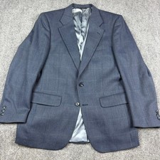 Vintage Burberrys Blazer Mens 42L Blue Glen Plaid Wool 2-Button Sport Coat