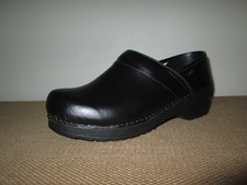 New Women's SANITA Original Black Leather Professional Closed-Back Clogs 39 / 9