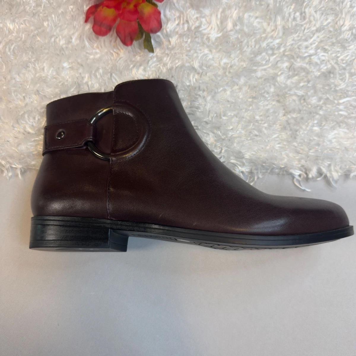 Alfani Step & Flex NEW Women Burgundy Comfortable Ankle Boots Zip Up Trendy Fall