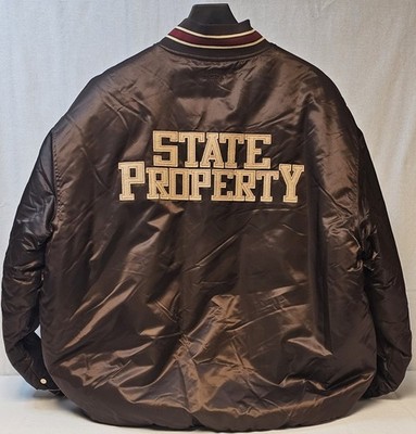 Y2K State St8 Property Brown Bomber Jacket XXL Beanie Sigel Freeway Roc A Fella