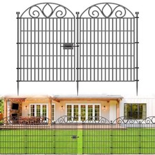 No Dig Garden Fence Outdoor for Yard, 10 Panels with Gate 34 in H X 22 ft L