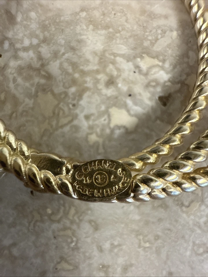 Pendientes CHANEL Vintage Logo CC Oro Estrás Aro Perla FS Foto 3 de 4