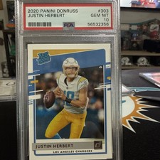 Justin Herbert Rated Rookie PSA 10 2020 Panini Donruss #303 Los Angeles Chargers