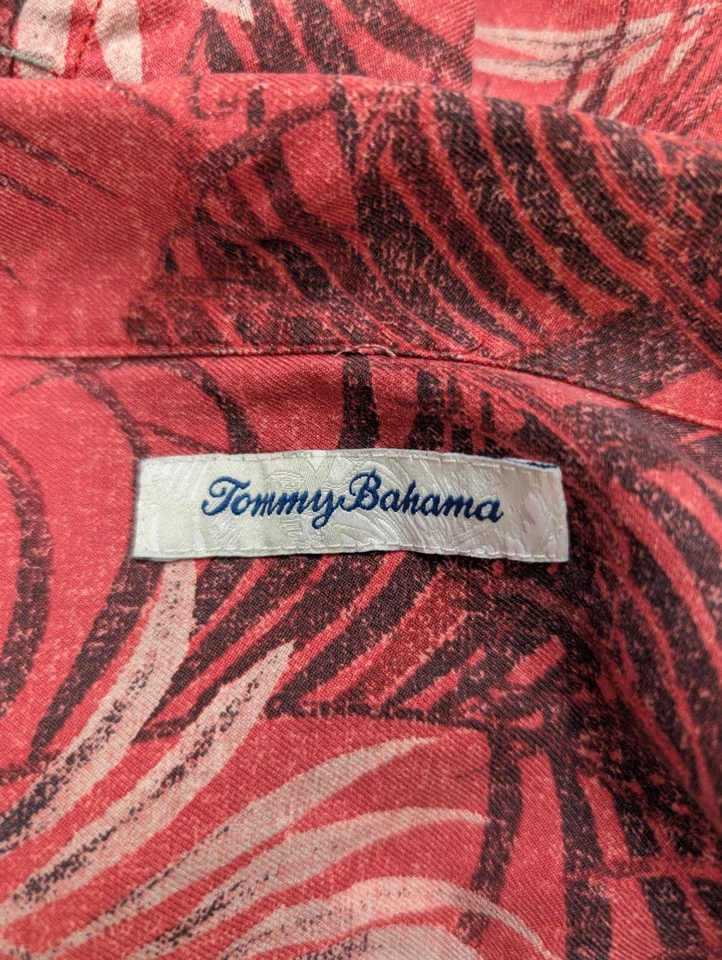 Chemise hawaïenne soie rouge Tommy Bahama Red Wisconsin taille L - Photo 4/4