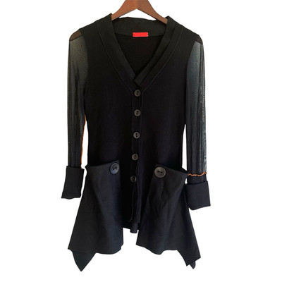 Saint Gil Paris Womens Cardigan Size XS/S READ Knit Mesh Felt Artsy Avant Garde