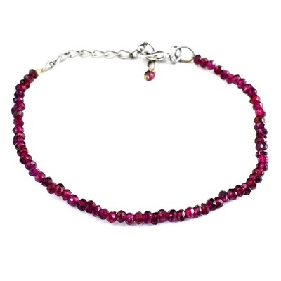 Tolles Armband geschliffener roter Granat 28,00 kt Perlen hervorragendes Muster VK 48 E753