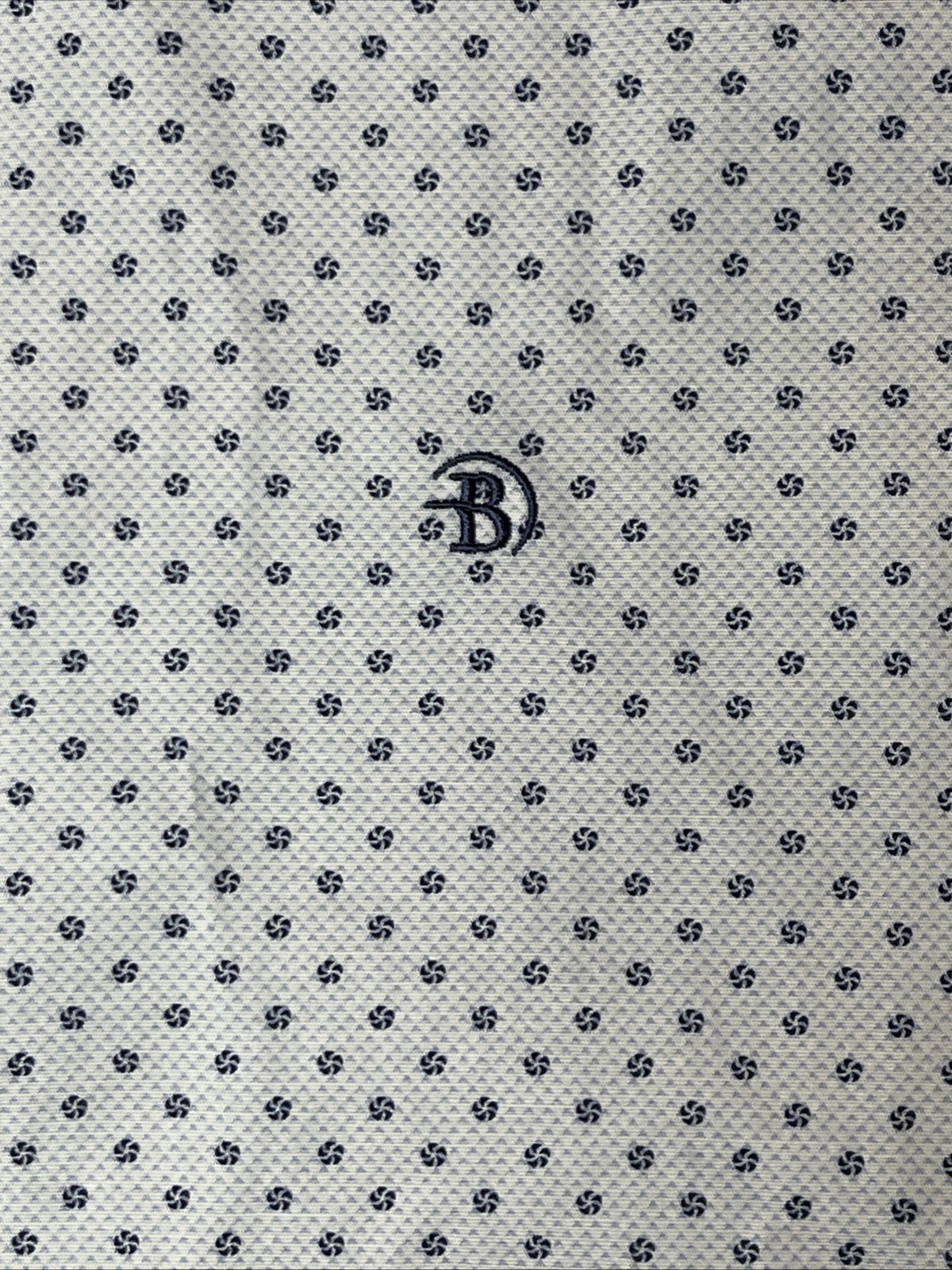 Benetti Modern Fit Shirt Men’s L Blue & White Geometric Print Flip Cuff