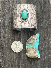 Handcrafted Vintage Fred Harvey Era Symbolic Collage TurquoiseSterling Silver C