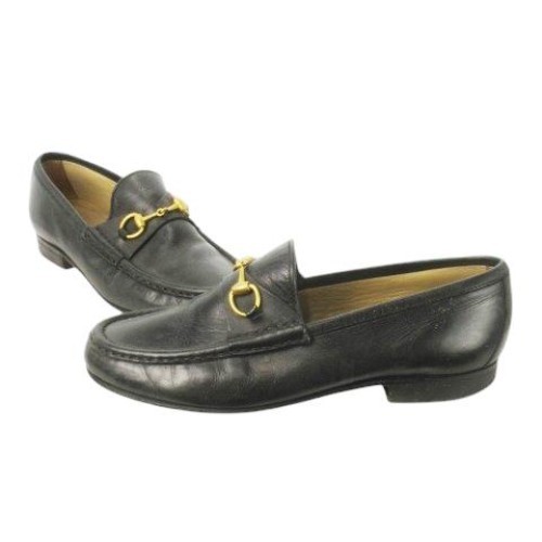 GUCCI Horsebit Leather Loafers Dress Shoes Size:6.5/JP:23.5 Black 141105K Authen thumbnail 2