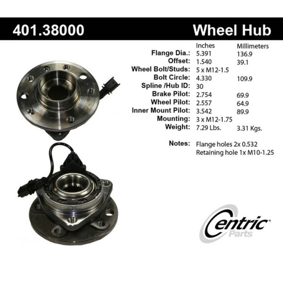 401.38000E Buje de rueda centrado delantero o trasero lado del conductor pasajero derecho izquierdo Foto 3 de 3
