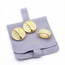 Vintage DIOR Jewelry Set | Gold-Tone Earrings & Scarf Ring | 1980s CD Germany