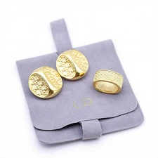 Vintage DIOR Jewelry Set | Gold-Tone Earrings & Scarf Ring | 1980s CD Germany