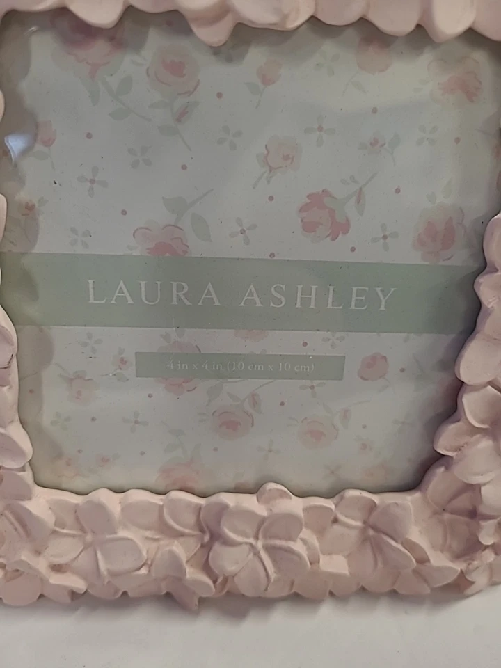 Laura Ashley Pink Picture Frames (3) Textured Resin Floral 4 X 4 Baby Shower - Image 4 of 4