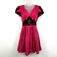 VTG Y2K Bebe Silk Dress Womens M Pink Babydoll Coquette Romantic Feminine