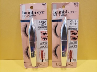Loreal~Lot of 2 Bambi Eye Waterproof Mascara ~ #406 Black ~ 0.21ozX2~ NIP