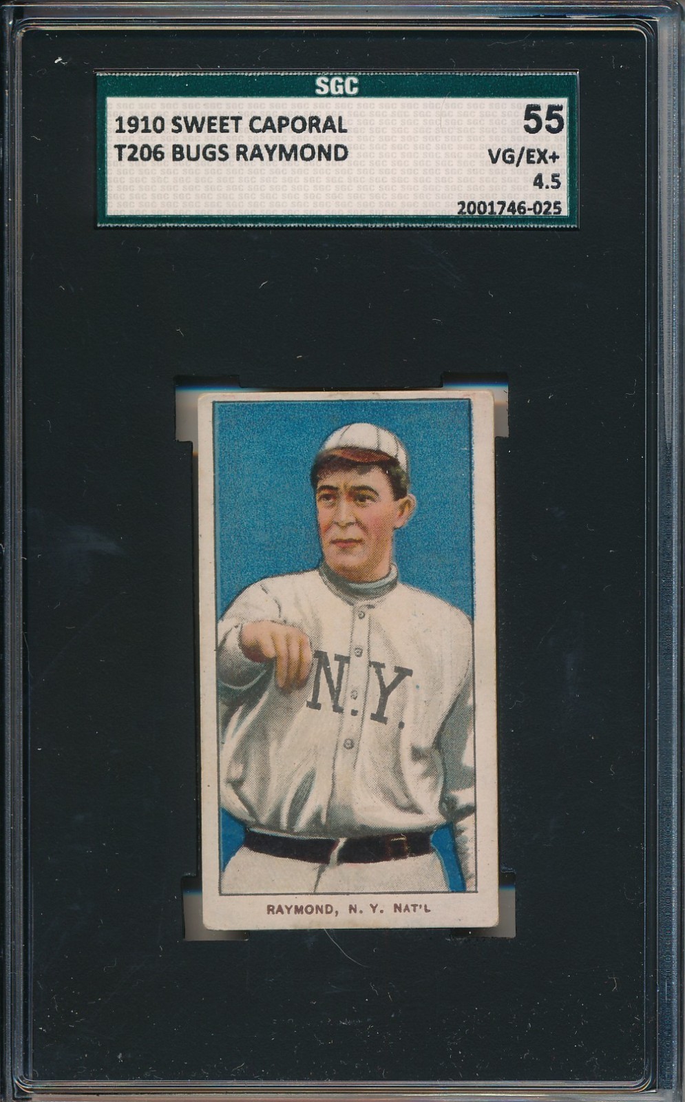 1910 T206 SWEET CAPORAL - BUGS RAYMOND - SGC 55 VG/EX+ 4.5 (SVSC)