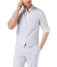 I.N.C Mens Seersucker Five Button Vest