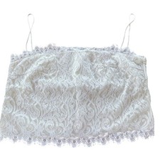 Private Lives VTG Lace Square Neck Cropped Cami Sz LG Eyelash Coquette Romantic