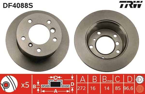 2X Bremsscheibe Trw Single DF4088S FüR Vw 2DD Lt 35 28 2DA 2DH 2DE 2DB 46 Klasse-image