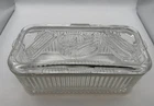 Vintage Federal Clear Glass Ribbed Refrigerator Dish w/ Lid Corn Motif 1940s