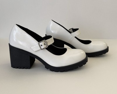 Women s Mary Jane Platform Shoes White Size 8.5 Chunky Heel Dirty Laundry Lita