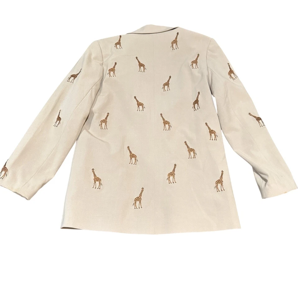 Quaker Factory Blazer Womens Size S Giraffe Embroidered Jacket Artsy Safari QVC - Image 2 of 4