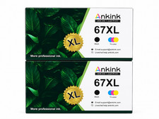 2 Ankink 67XL Replacement Higher Yield Black Tri-Color Ink Cartridges-remanufact