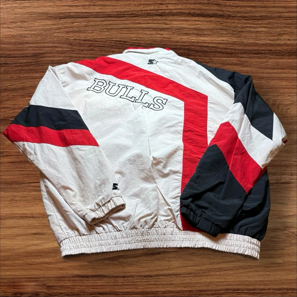 Chaqueta cortavientos vintage Chicago Bulls NBA Starter color block para hombre XL Foto 2 de 4