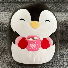NEW Squishmallows 16  Inch Luna the Christmas 2025 Black Penguin With Hot Cocoa