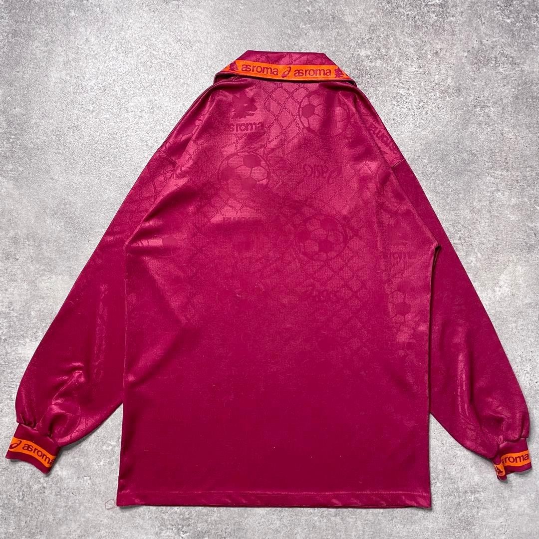AS Roma 94-95 Home L/S Jersey Asics L(US M) Lace-Up Italy