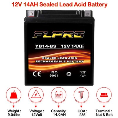 FLPRO YB14-BS AGM Battery 12V 14Ah Sealed Replace YTX14AH-BS YB14A-A2 NEW