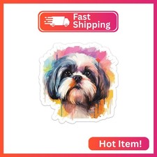 Generic Colorful Watercolor Shih Tzu Dog Sticker - Vinyl Waterproof Decal for Ca