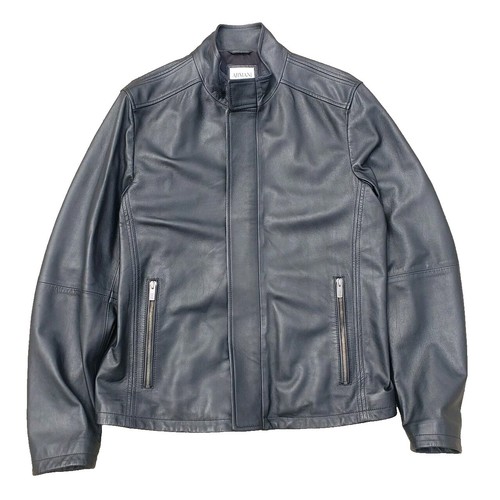 90s Armani Jeans Leather Jacket Coat Black Archive #QY4YFX | eBay