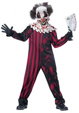 Killer Clown Carnival Circus Scary Evil Fancy Dress Up Halloween Child Costume