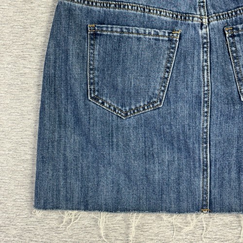 PacSun Denim Mini Skirt Womens Size 27 Medium Wash Frayed Raw Hem Jean - Picture 13 of 16