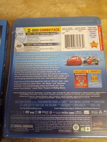 Cars 2 (Blu-ray/DVD, 2011, 2-Disc Set) NEW , SEALED W/ OOP SLIPCOVER - Imagen 3 de 4