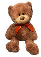 Original TEDDY Bear 18" Brown With Orange Bow - New With Tag - FREE SHIPPING 