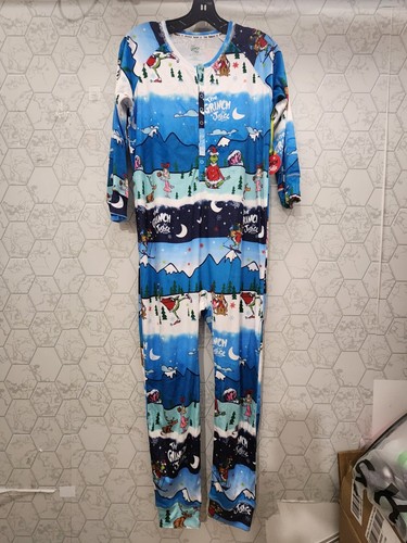 Nwt Justice Grinch Snow Scene Fairisle Snap Front 1 Pc Unisex Pajamas 12/14 - Picture 2 of 7