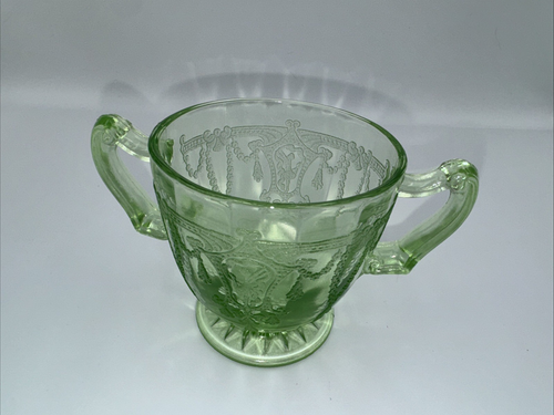 Anchor Hocking CAMEO/BALLERINA Green 3 1/4" tall Cream and Sugar Pristine Clean - Picture 5 of 15