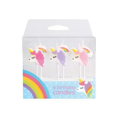 Einhorn Geburtstag Torten KERZEN REGENBOGEN 6 Stück Mädchen Motto Party Deko