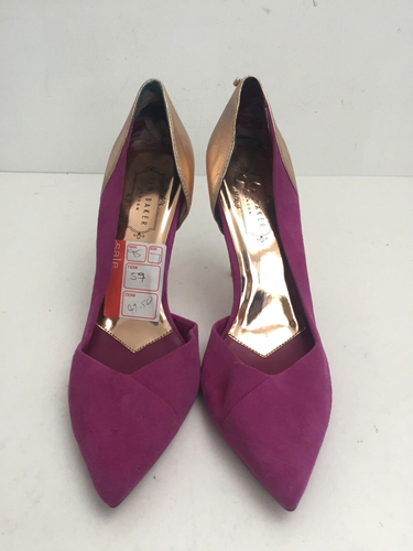 Ted Baker Women's Giulla Court Size 7 Purple Metallic D'Orsay Stilettoes New F1 - Picture 3 of 12