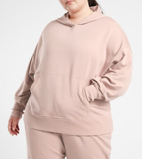 ATHLETA WOMEN'S MOCHA LATTE LONG SLEEVE BALANCE HOODIE SWEATSHIRT TOP PLUS Sz 1X
