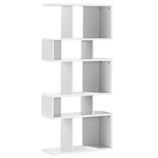 5 Cubes Ladder Shelf Corner Bookshelf Display Rack Bookcase-White - Color: White