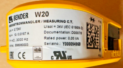 Convertitore Di Corrente Bender W20B (Ref. 98080003) – Nuovo E Sigillato