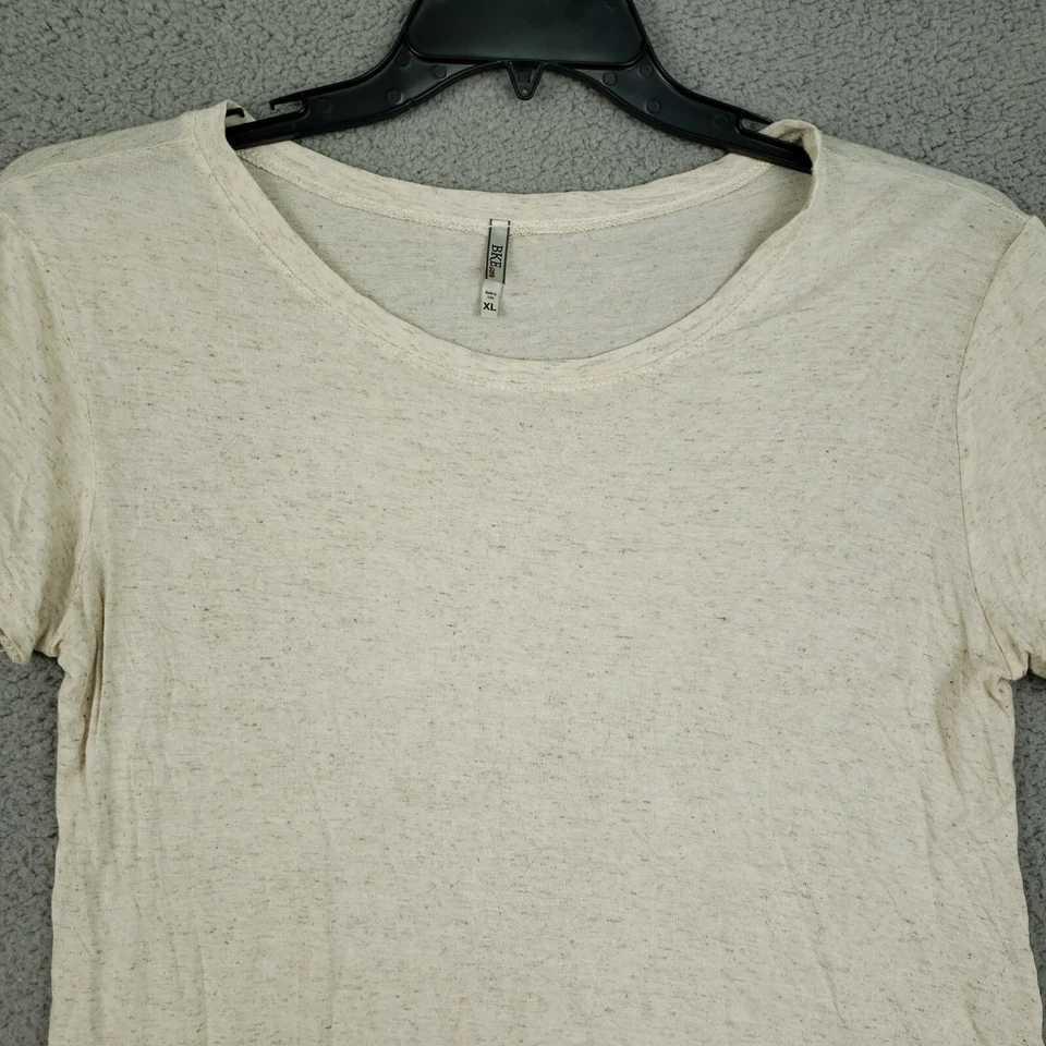 Camiseta BKE Core Tops Mujer XL Avena Brezo Moteado Mezcla de Lino Manga Corta Foto 3 de 4