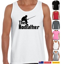 The Rodfather Fishing Angling Singlet Father's Day tee Dad Present Funny T-Shirt
